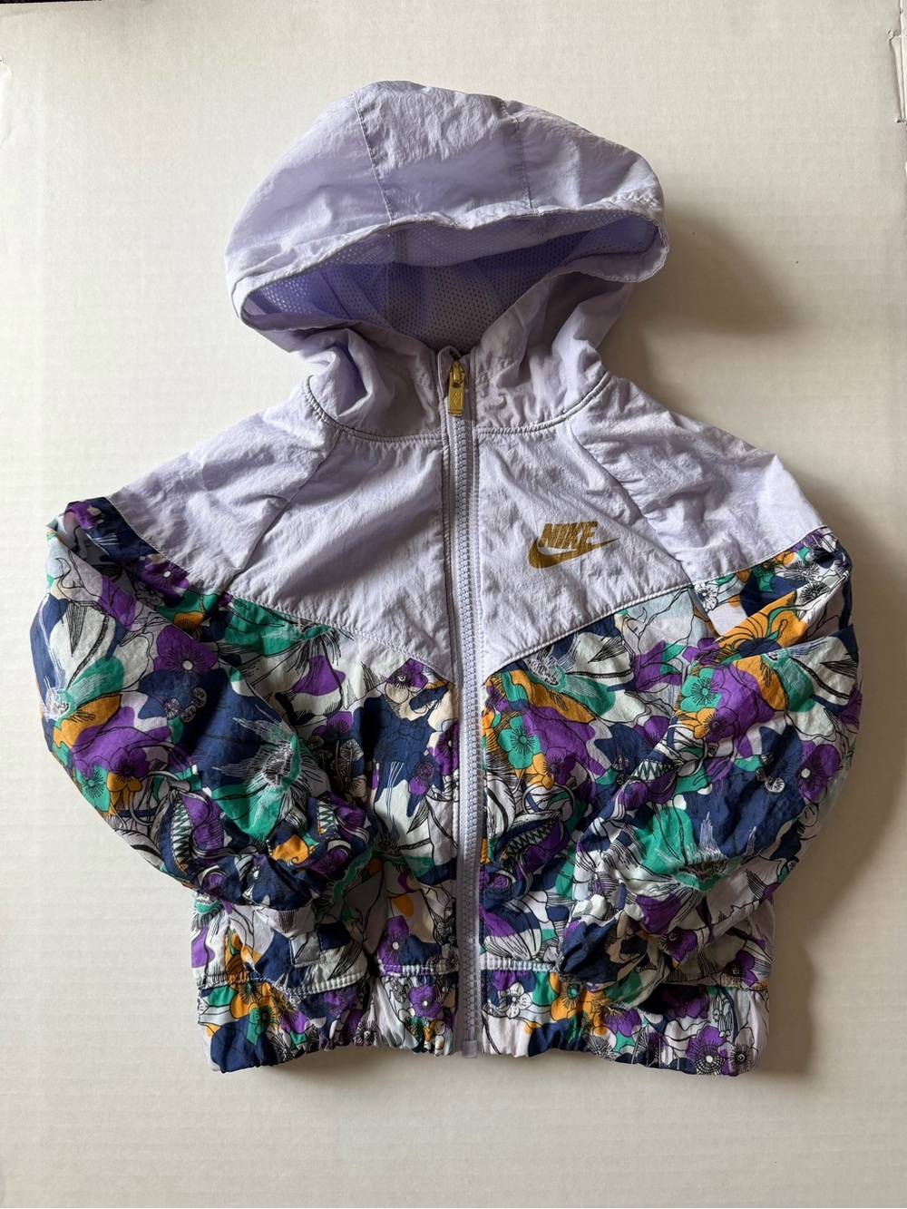 Nike Toddler Girls 3T Floral Hooded Windbreaker Jacket Purple